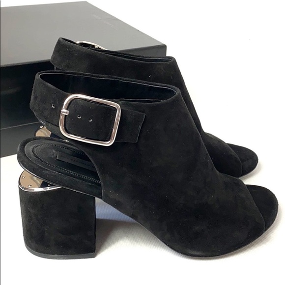 Alexander Wang Nadia black suede peep toe booties - Picture 2 of 8